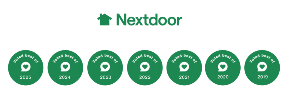 NextDoor logo with best of badges