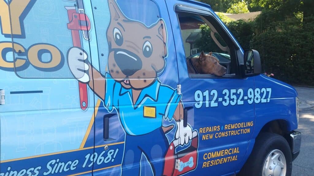 Henry Plumbing service van with company branding in Savannah GA