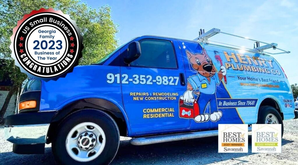 Henry Plumbing service truck parked in Savannah Georgia