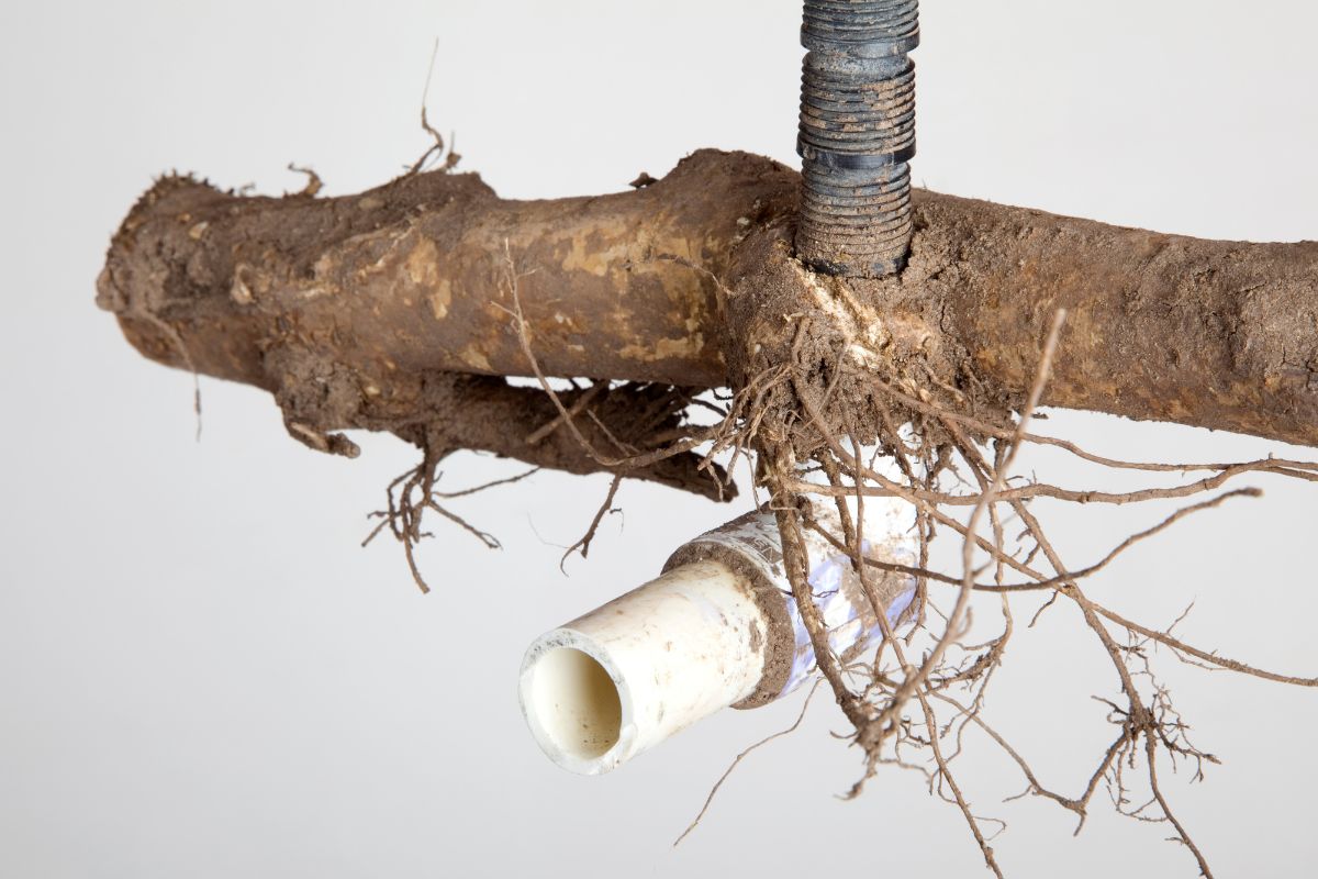 Tree roots damaging underground sewer and plumbing pipes