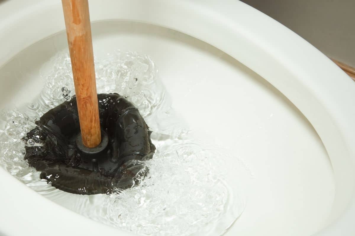 Drain cleaning service removing clogged bathroom drain