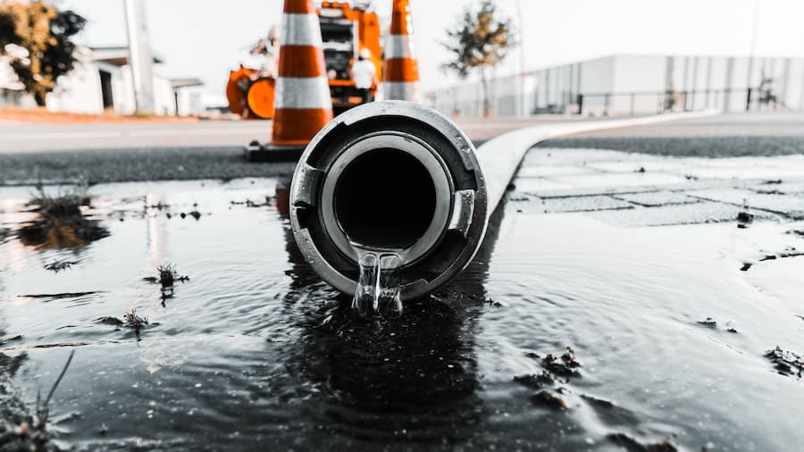 Large underground sewer pipe for commercial plumbing infrastructure