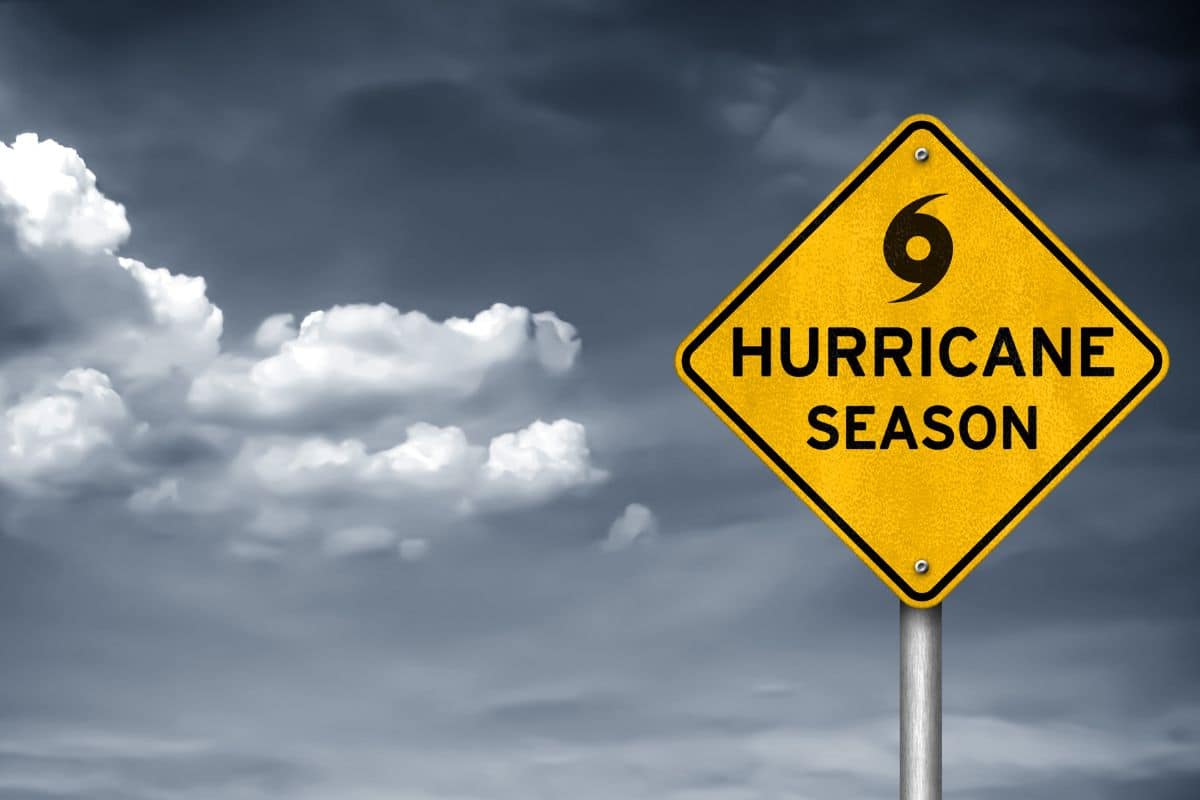 Hurricane season warning sign for coastal Georgia homeowners preparing plumbing systems