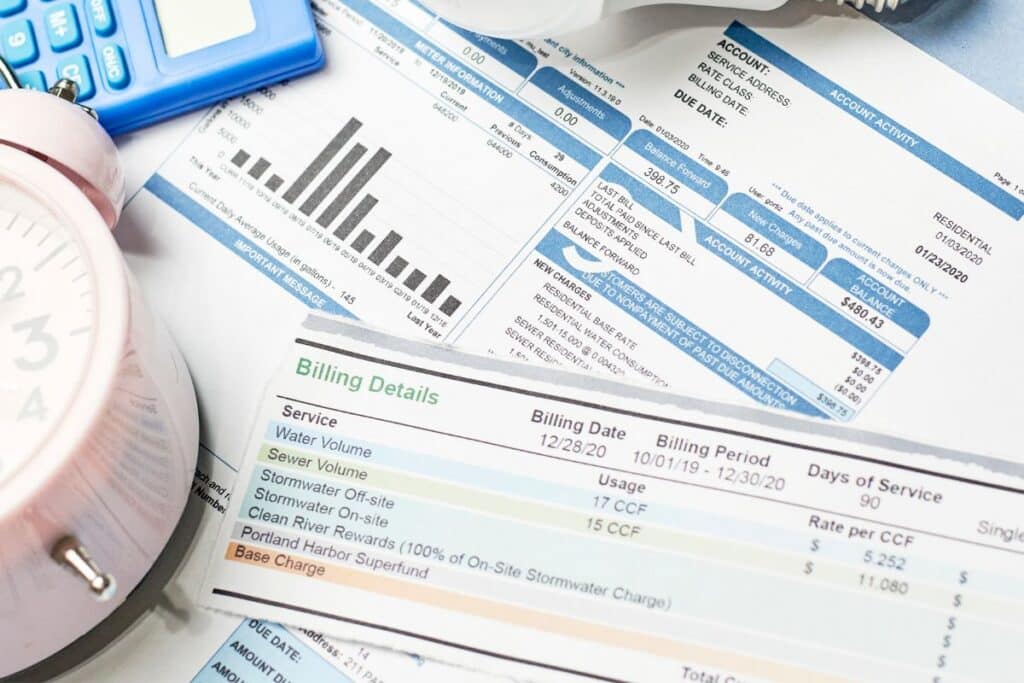 Utility bill and water usage statement for Savannah homeowners