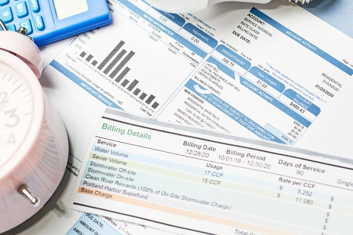 Utility bill and water usage statement for Savannah homeowners